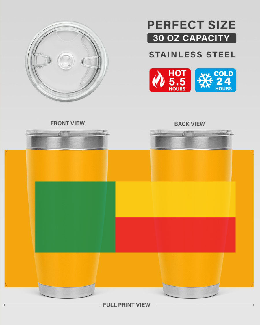 Benin 179# Tumbler in 20oz and 30oz sizes, showcasing double wall vacuum stainless steel design with vibrant printed graphics.