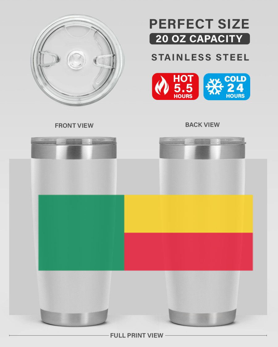 Benin 179# Tumbler in 20oz and 30oz sizes, showcasing double wall vacuum stainless steel design with vibrant printed graphics.