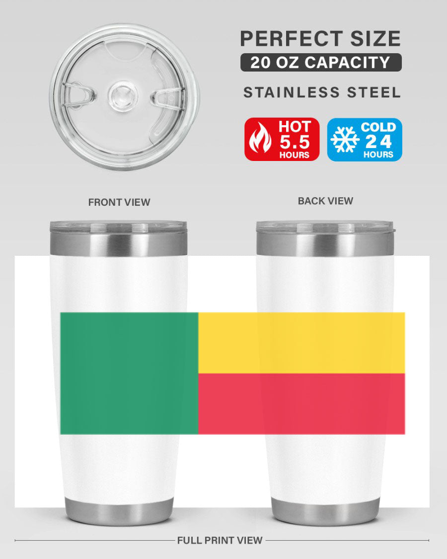 Benin 179# Tumbler in 20oz and 30oz sizes, showcasing double wall vacuum stainless steel design with vibrant printed graphics.