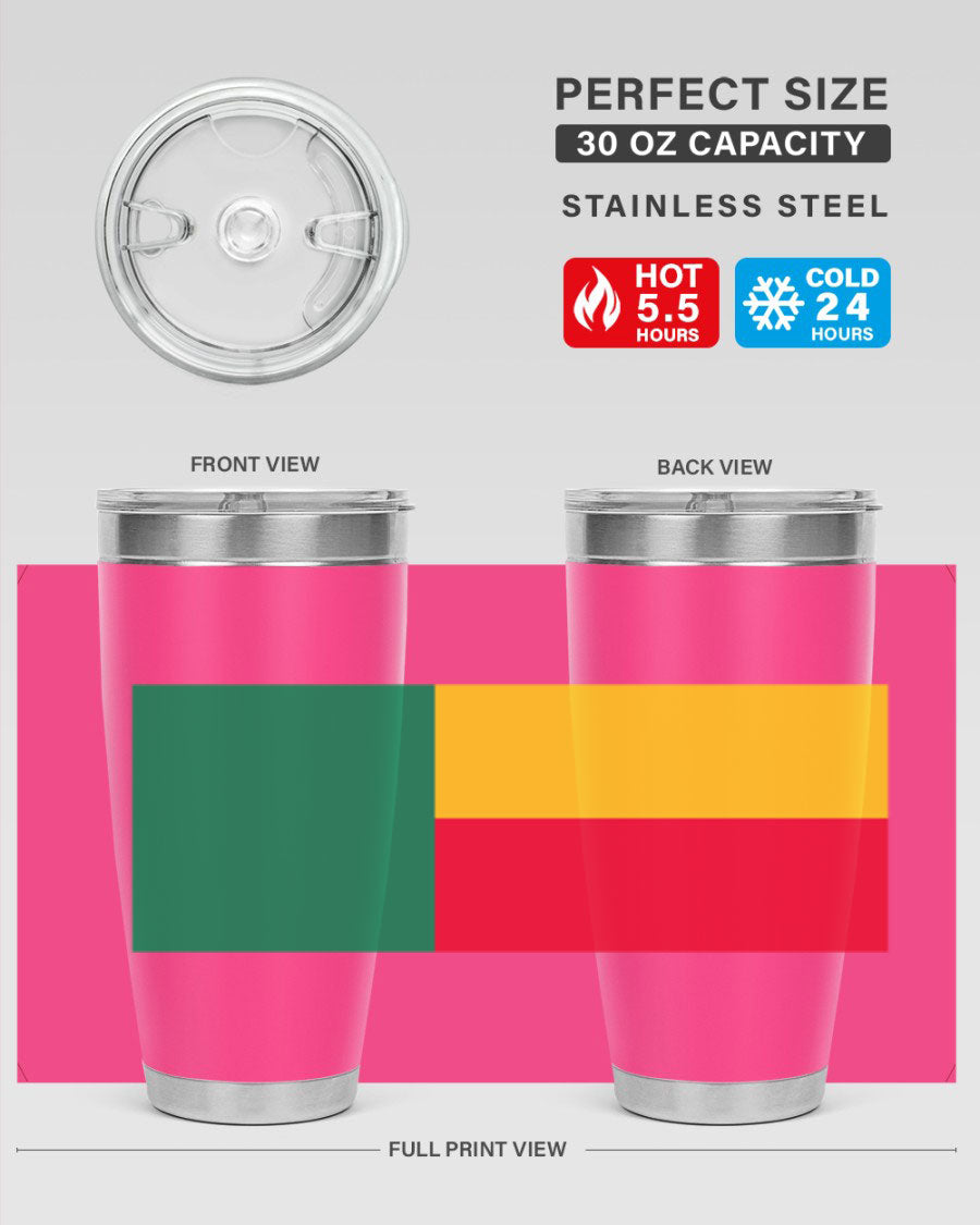 Benin 179# Tumbler in 20oz and 30oz sizes, showcasing double wall vacuum stainless steel design with vibrant printed graphics.