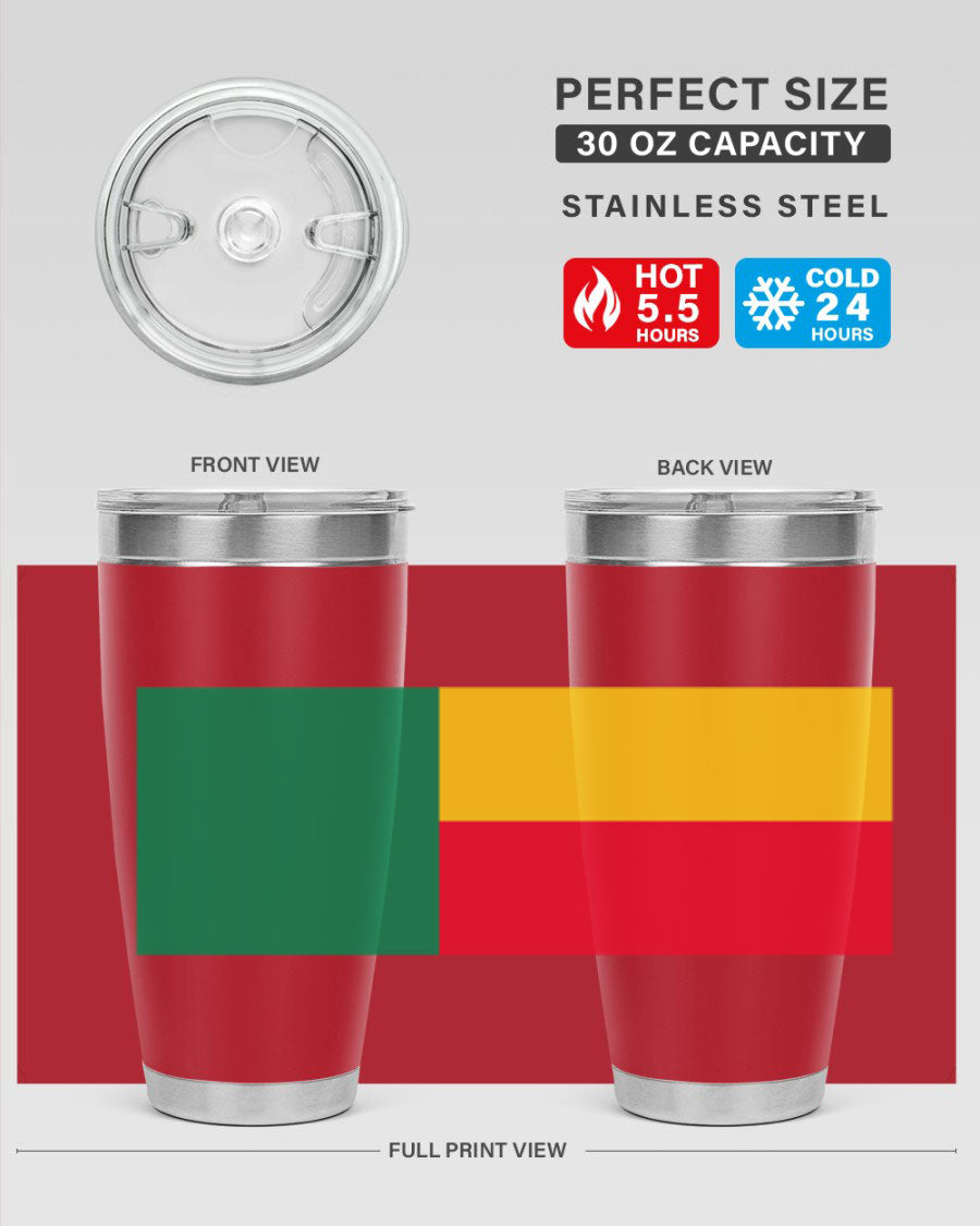 Benin 179# Tumbler in 20oz and 30oz sizes, showcasing double wall vacuum stainless steel design with vibrant printed graphics.