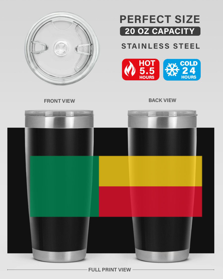 Benin 179# Tumbler in 20oz and 30oz sizes, showcasing double wall vacuum stainless steel design with vibrant printed graphics.