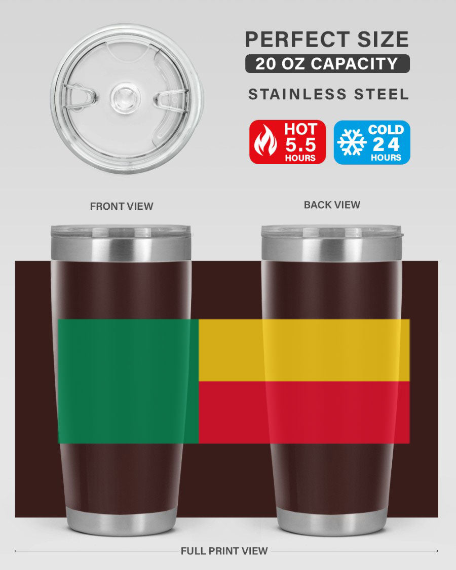 Benin 179# Tumbler in 20oz and 30oz sizes, showcasing double wall vacuum stainless steel design with vibrant printed graphics.