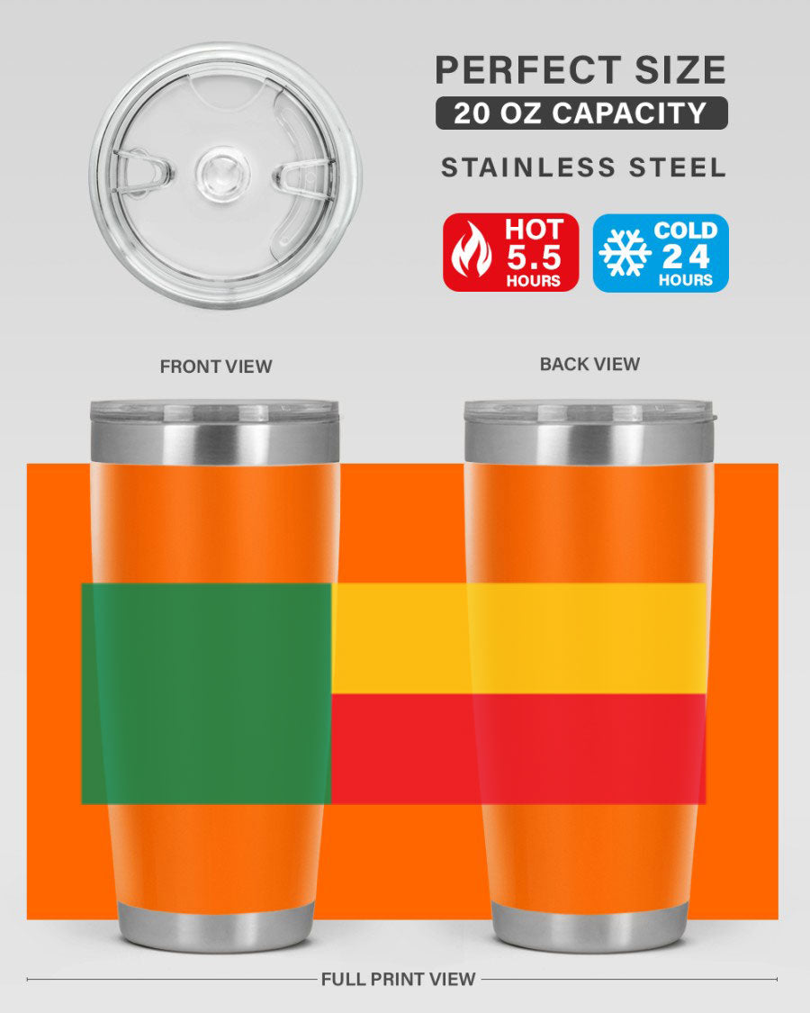 Benin 179# Tumbler in 20oz and 30oz sizes, showcasing double wall vacuum stainless steel design with vibrant printed graphics.