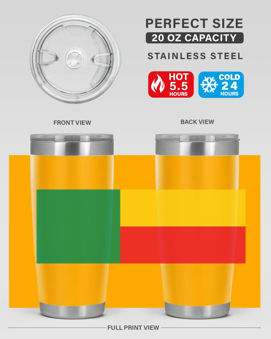 Benin 179# Tumbler in 20oz and 30oz sizes, showcasing double wall vacuum stainless steel design with vibrant printed graphics.