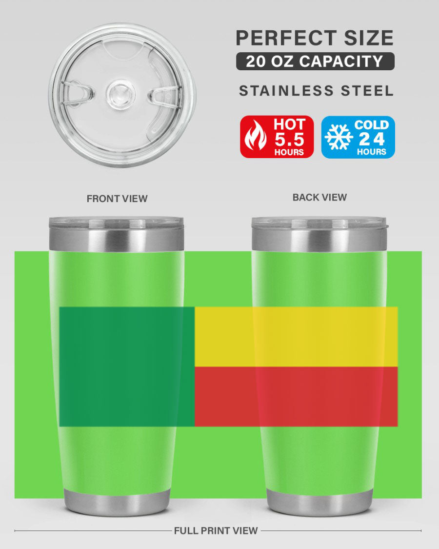 Benin 179# Tumbler in 20oz and 30oz sizes, showcasing double wall vacuum stainless steel design with vibrant printed graphics.