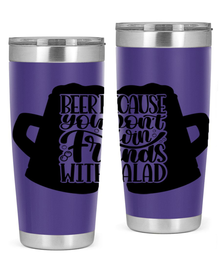 Beer Because You Don't Win 50# Tumbler in stainless steel with a humorous design, perfect for hot and cold beverages.