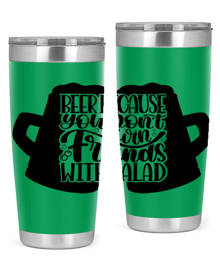 Beer Because You Don't Win 50# Tumbler in stainless steel with a humorous design, perfect for hot and cold beverages.