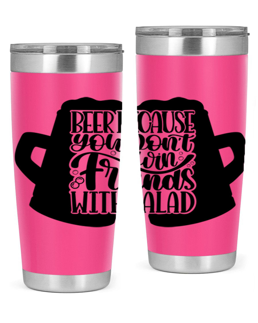 Beer Because You Don't Win 50# Tumbler in stainless steel with a humorous design, perfect for hot and cold beverages.