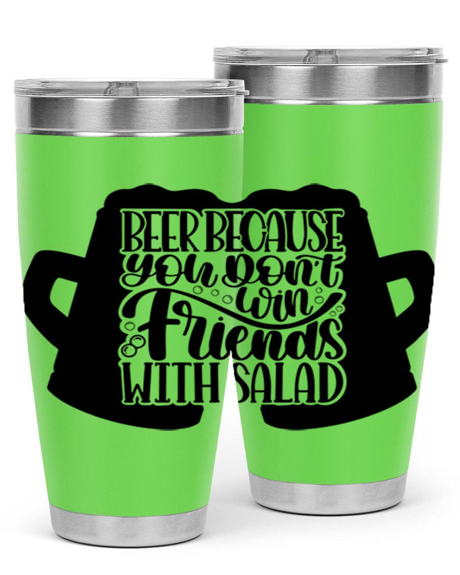 Beer Because You Don't Win 50# Tumbler in stainless steel with a humorous design, perfect for hot and cold beverages.