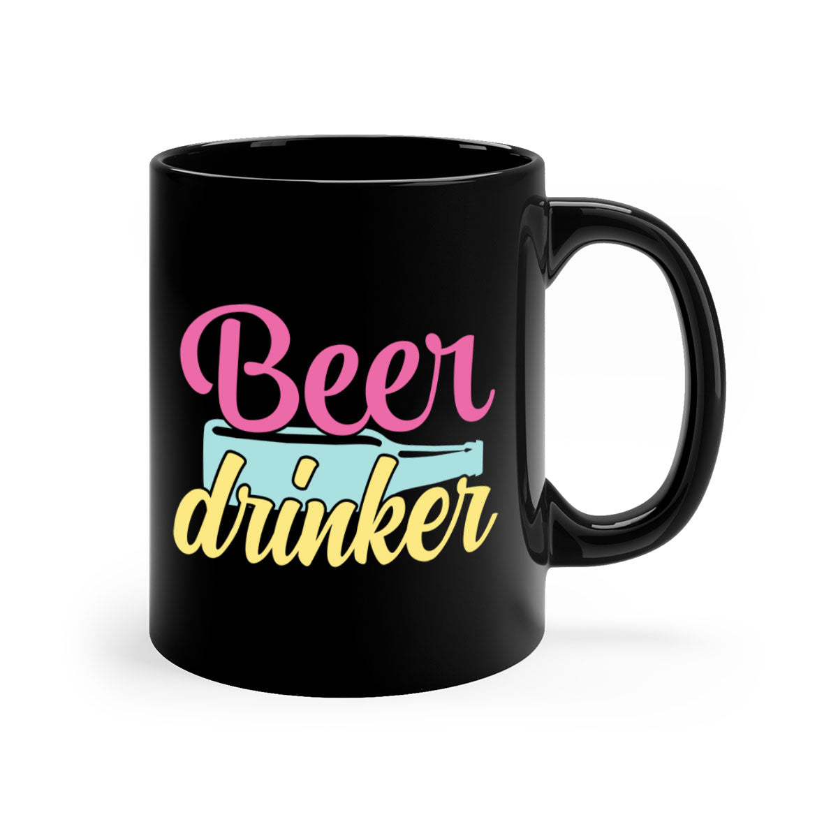 Beer Drinker 134# Mug featuring a glossy finish, colored handle, and interior, available in five vibrant colors.