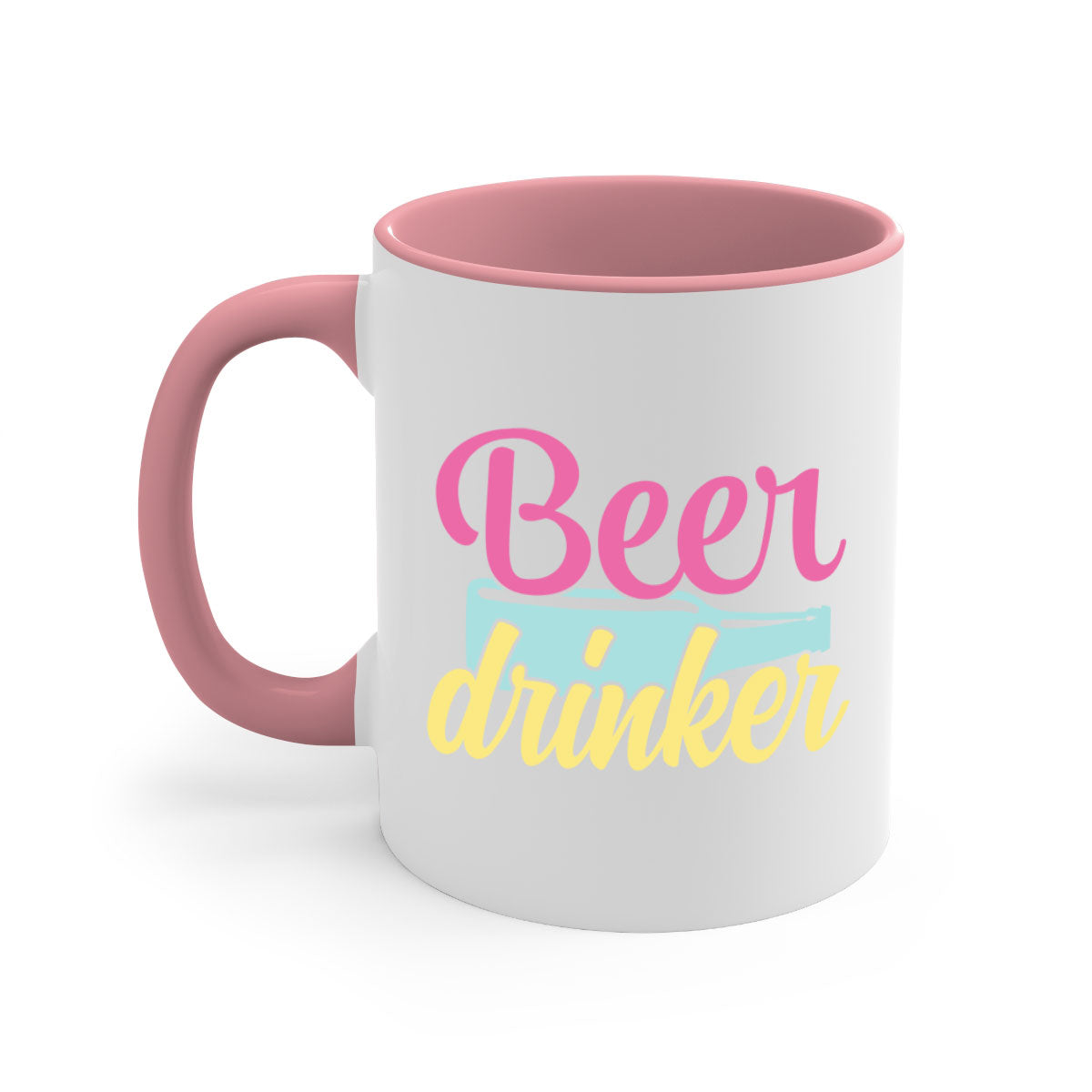 Beer Drinker 134# Mug featuring a glossy finish, colored handle, and interior, available in five vibrant colors.
