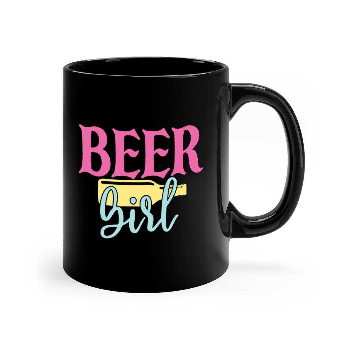 Beer Girl 132# Mug featuring a two-tone design with a colored handle and glossy finish, available in multiple colors.