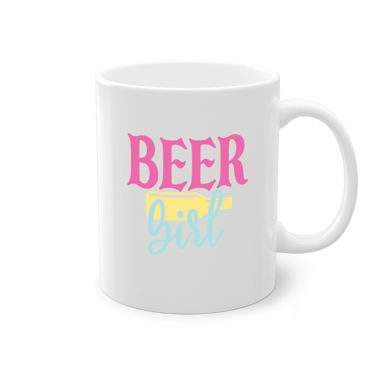 Beer Girl 132# Mug featuring a two-tone design with a colored handle and glossy finish, available in multiple colors.