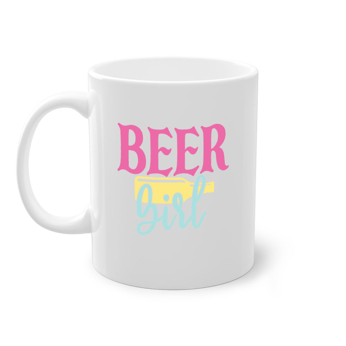 Beer Girl 132# Mug featuring a two-tone design with a colored handle and glossy finish, available in multiple colors.