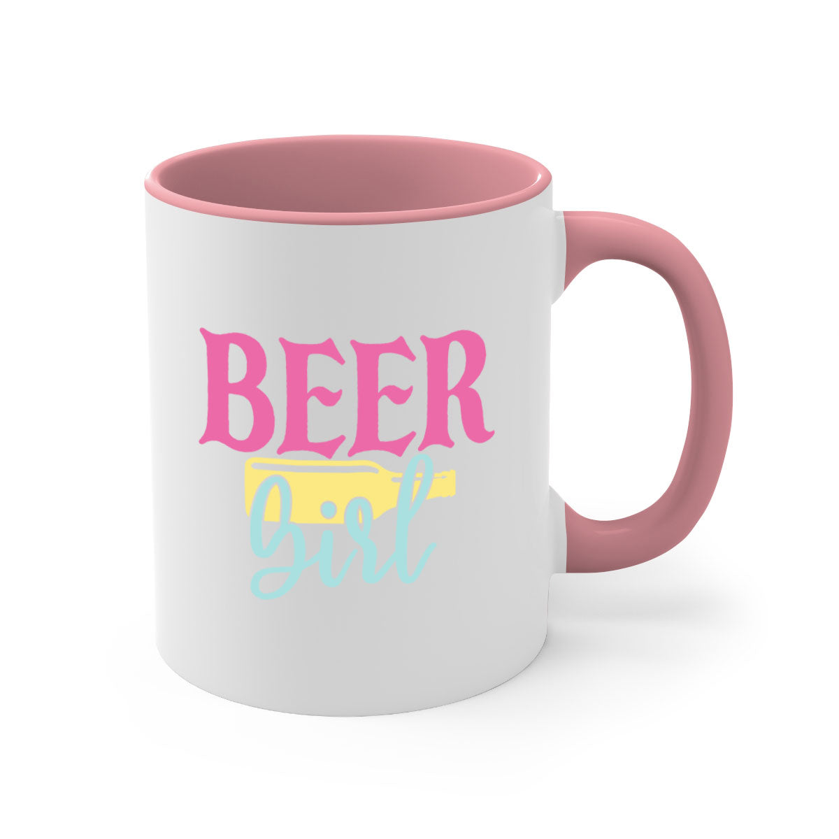 Beer Girl 132# Mug featuring a two-tone design with a colored handle and glossy finish, available in multiple colors.