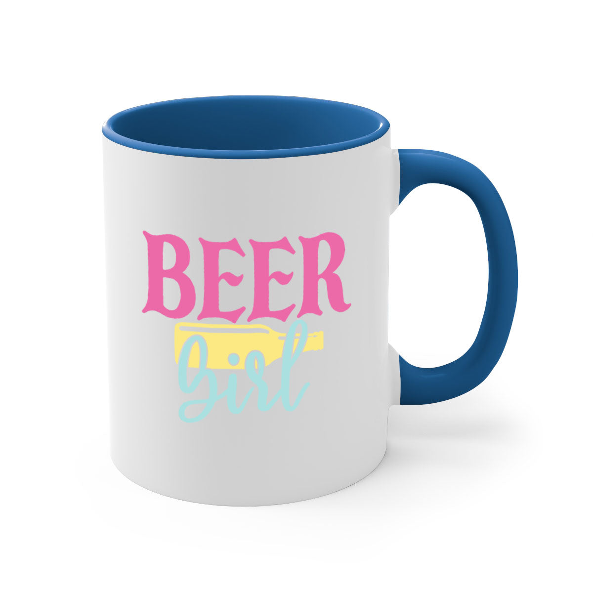 Beer Girl 132# Mug featuring a two-tone design with a colored handle and glossy finish, available in multiple colors.