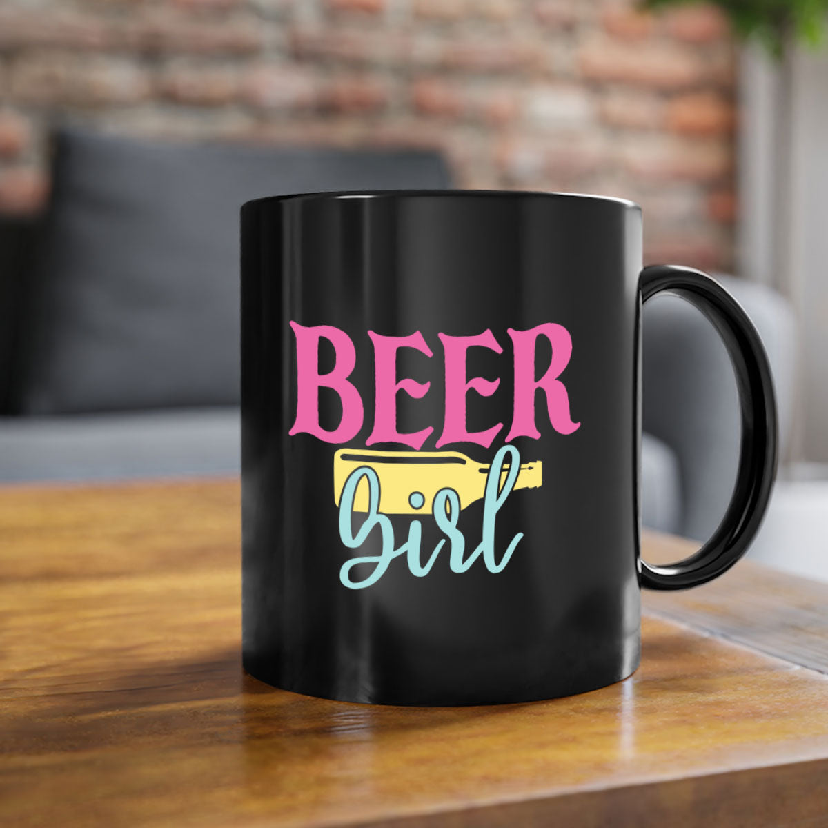 Beer Girl 132# Mug featuring a two-tone design with a colored handle and glossy finish, available in multiple colors.