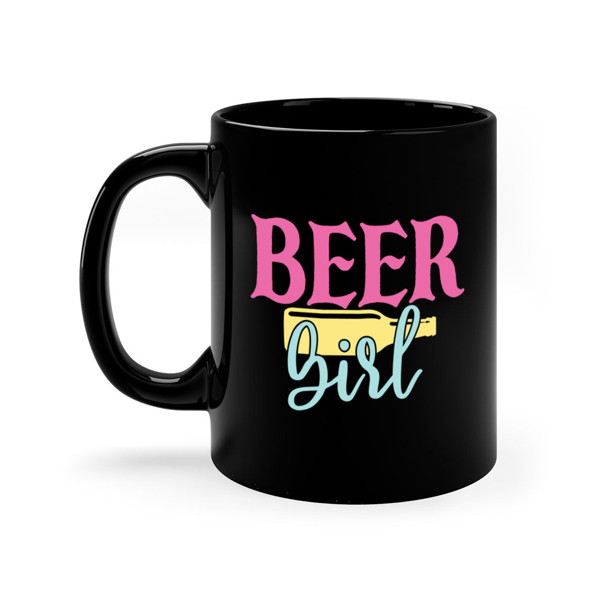 Beer Girl 132# Mug featuring a two-tone design with a colored handle and glossy finish, available in multiple colors.
