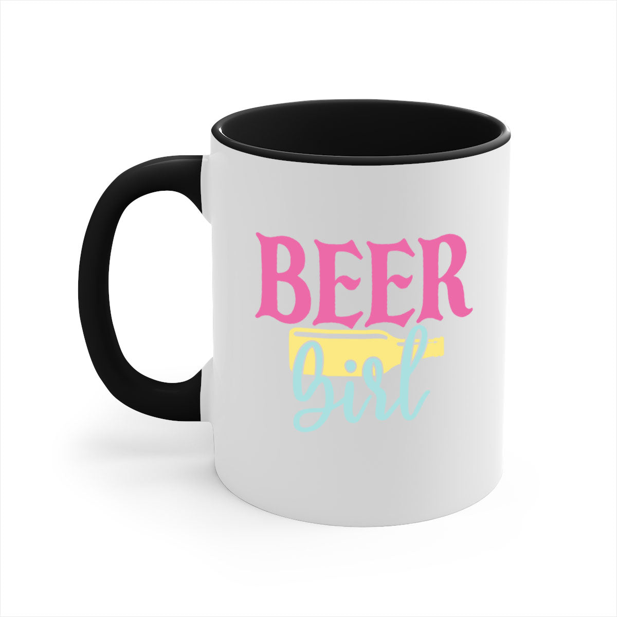 Beer Girl 132# Mug featuring a two-tone design with a colored handle and glossy finish, available in multiple colors.