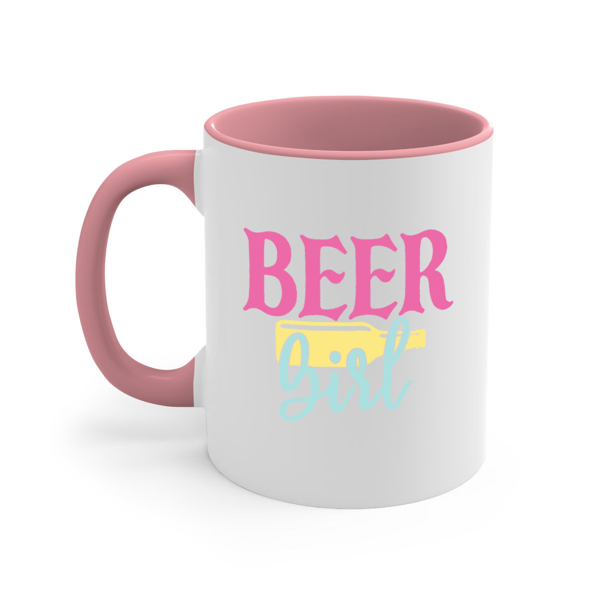 Beer Girl 132# Mug featuring a two-tone design with a colored handle and glossy finish, available in multiple colors.