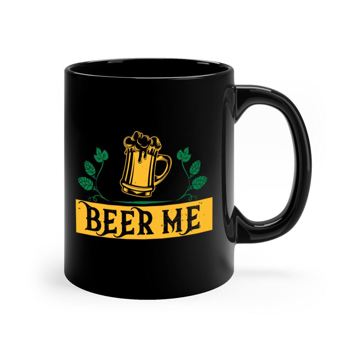 Beer Me 105# Mug featuring a glossy finish, colored handle, and interior, available in multiple colors and sizes.