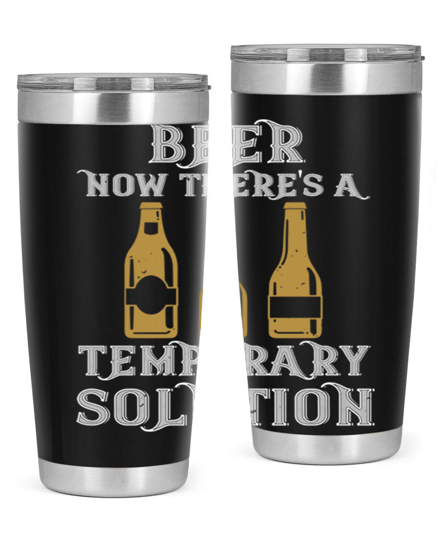 Beer Now Tumbler in stainless steel, showcasing its double wall vacuum design and drink-thru lid, perfect for keeping beverages hot or cold.