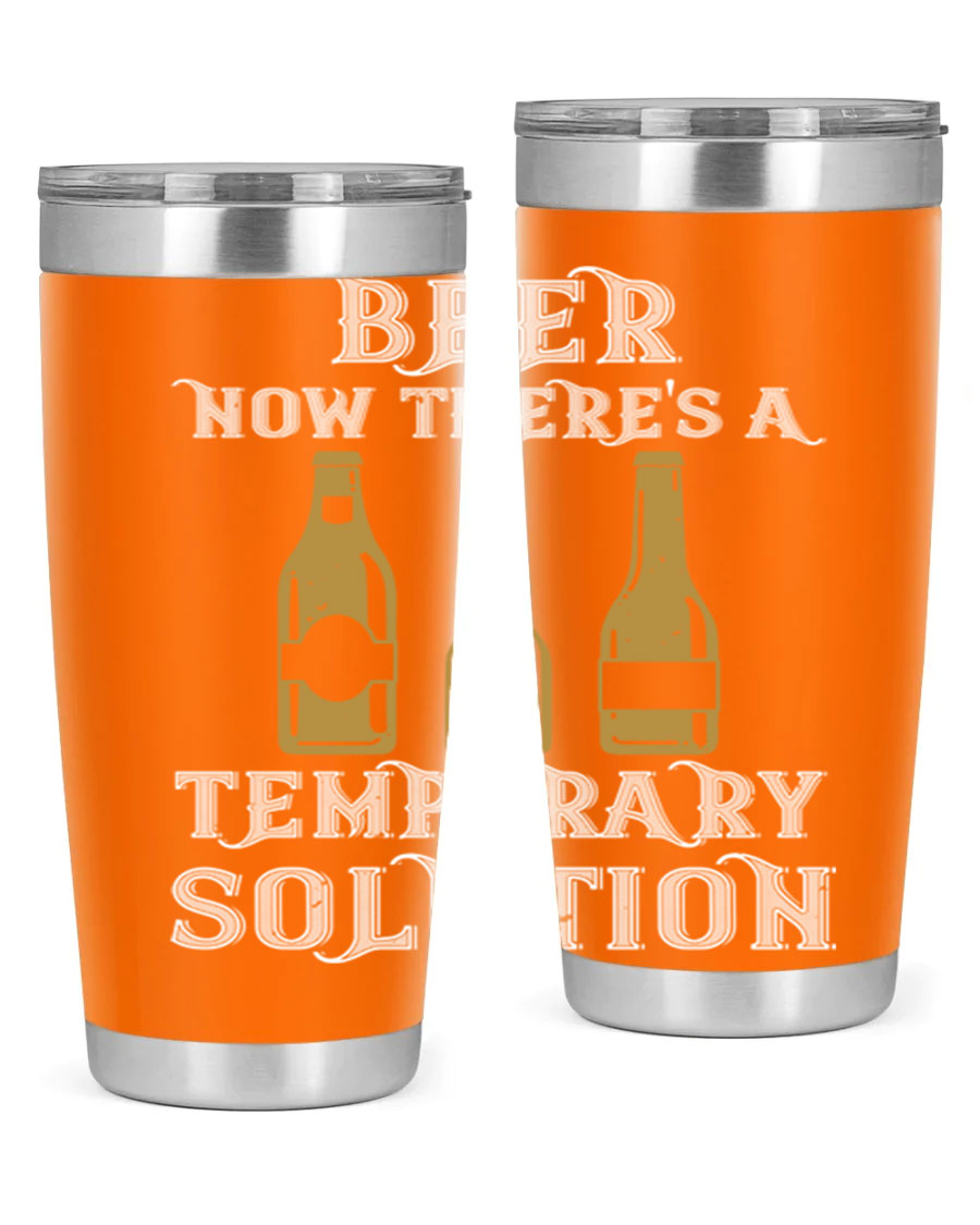 Beer Now Tumbler in stainless steel, showcasing its double wall vacuum design and drink-thru lid, perfect for keeping beverages hot or cold.