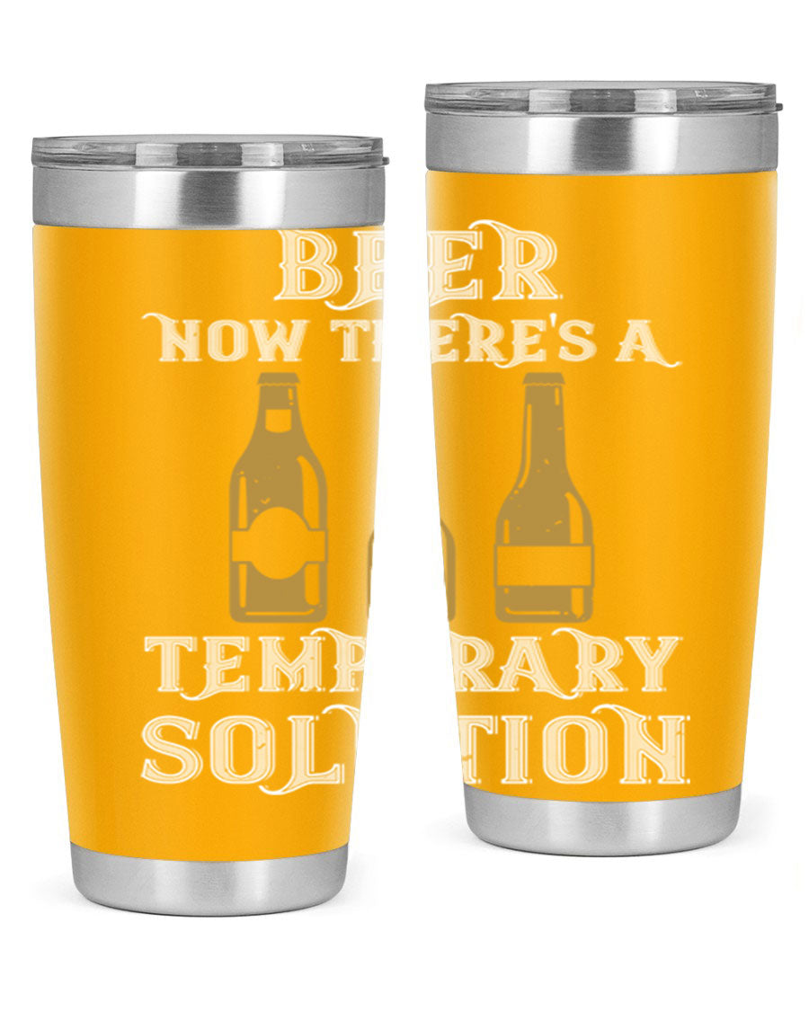 Beer Now Tumbler in stainless steel, showcasing its double wall vacuum design and drink-thru lid, perfect for keeping beverages hot or cold.