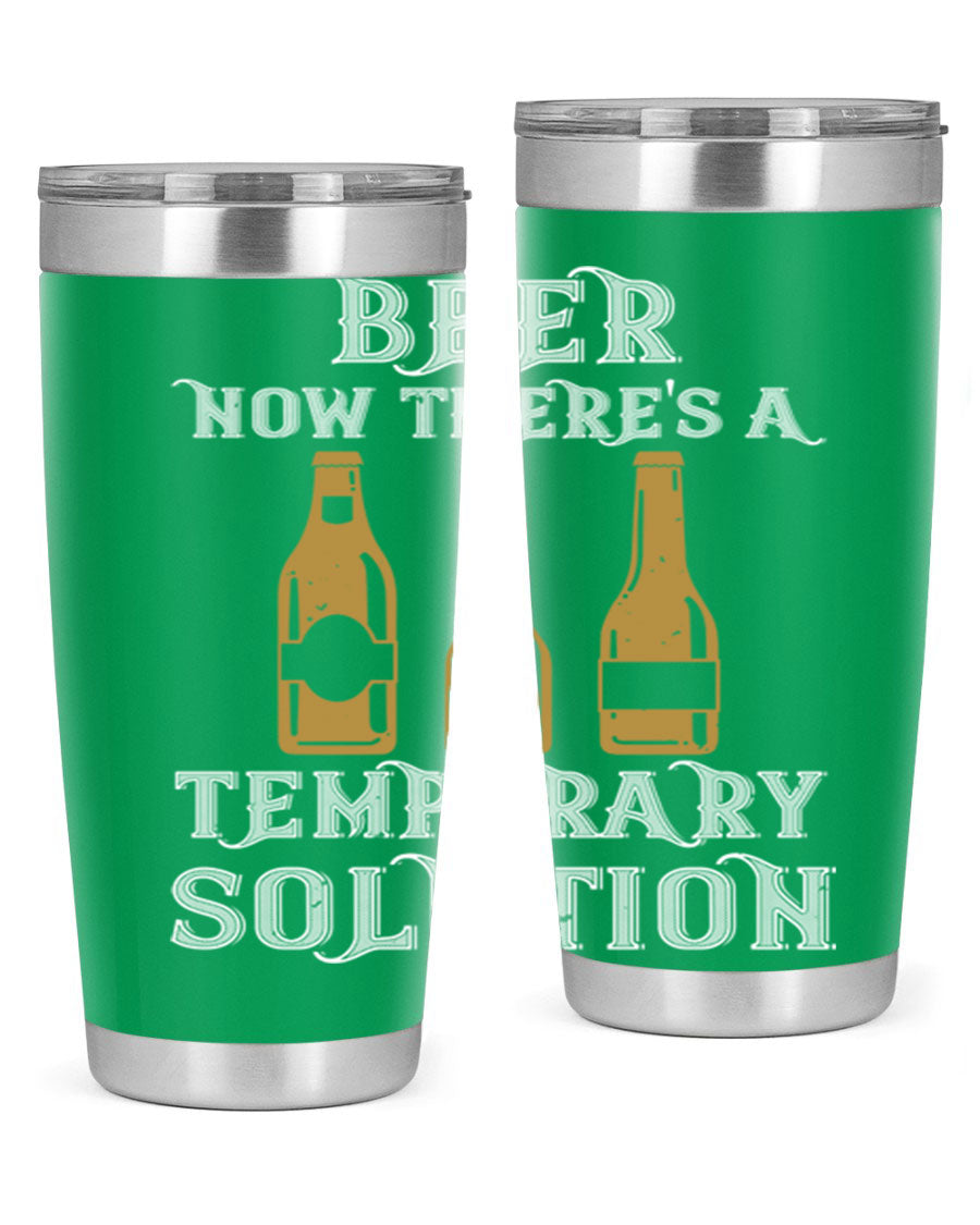Beer Now Tumbler in stainless steel, showcasing its double wall vacuum design and drink-thru lid, perfect for keeping beverages hot or cold.