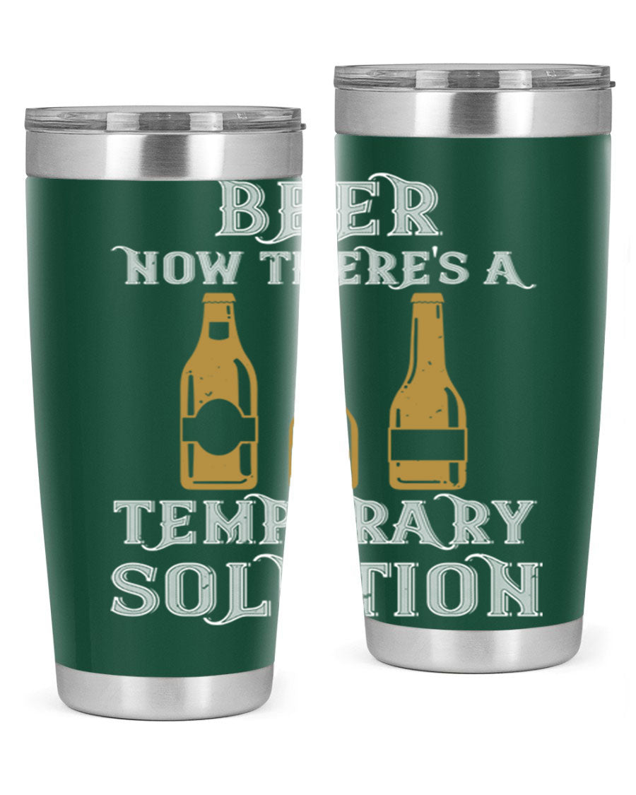 Beer Now Tumbler in stainless steel, showcasing its double wall vacuum design and drink-thru lid, perfect for keeping beverages hot or cold.