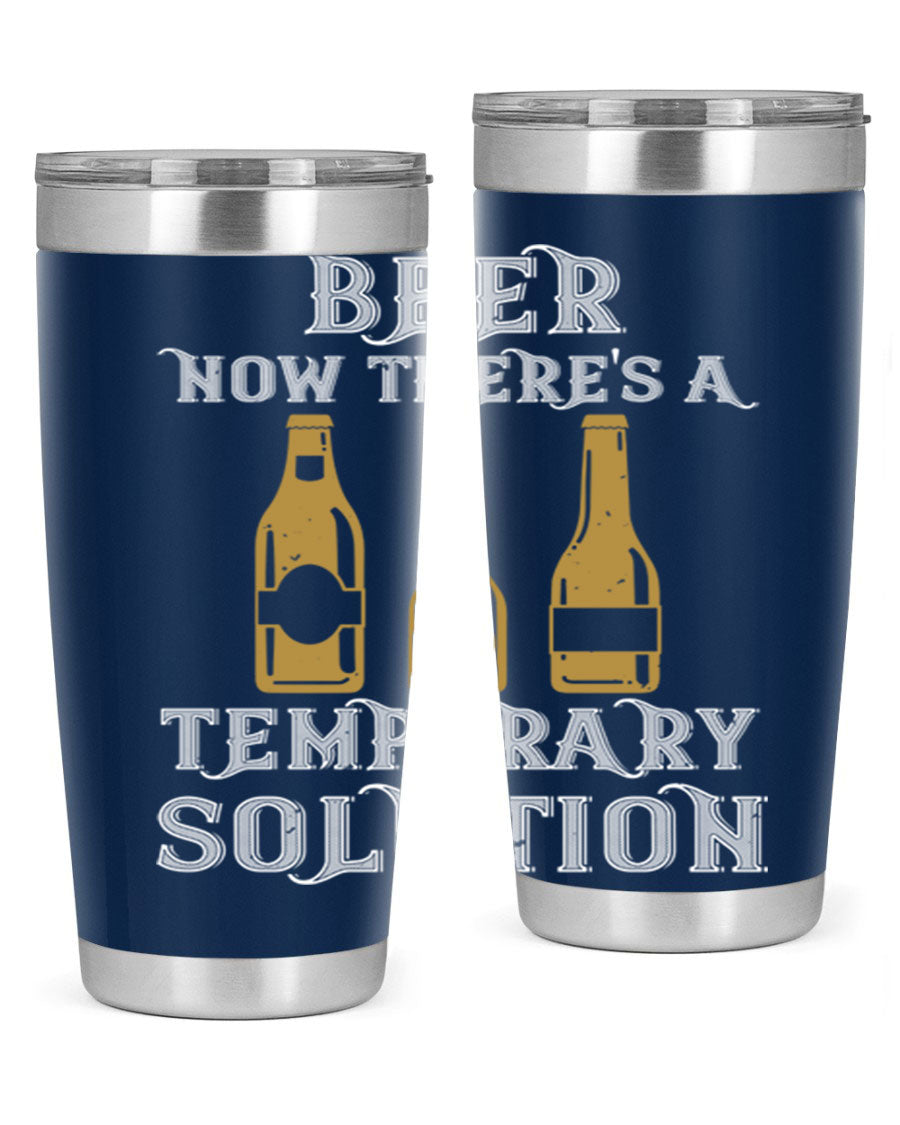 Beer Now Tumbler in stainless steel, showcasing its double wall vacuum design and drink-thru lid, perfect for keeping beverages hot or cold.