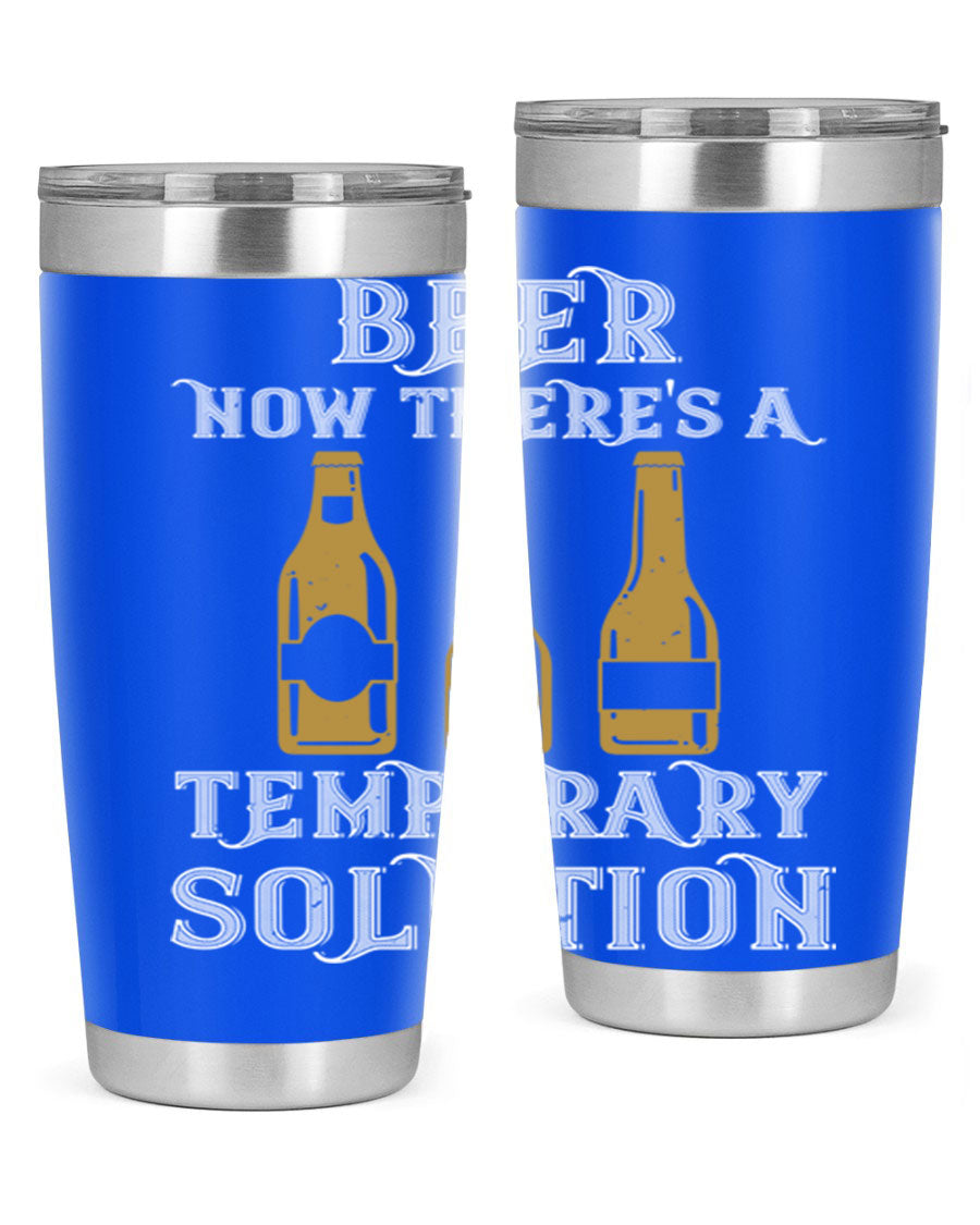 Beer Now Tumbler in stainless steel, showcasing its double wall vacuum design and drink-thru lid, perfect for keeping beverages hot or cold.