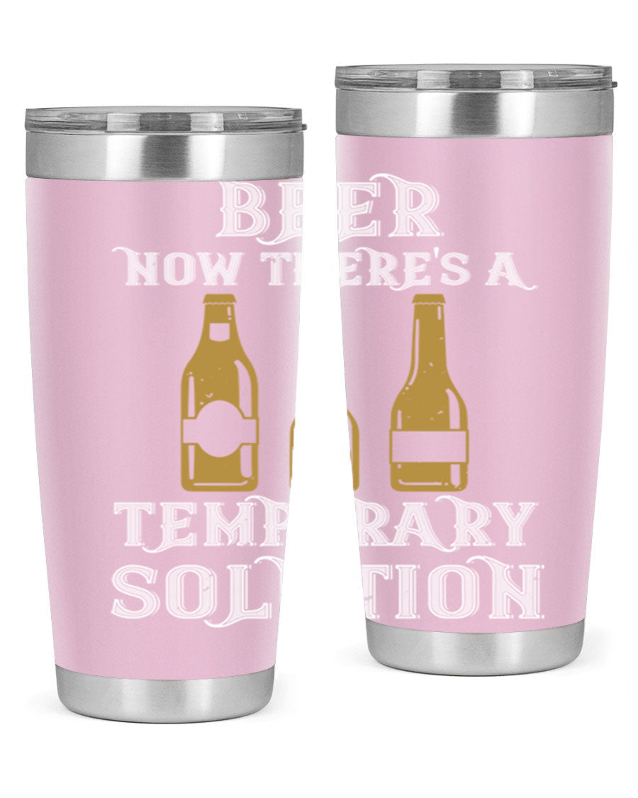 Beer Now Tumbler in stainless steel, showcasing its double wall vacuum design and drink-thru lid, perfect for keeping beverages hot or cold.