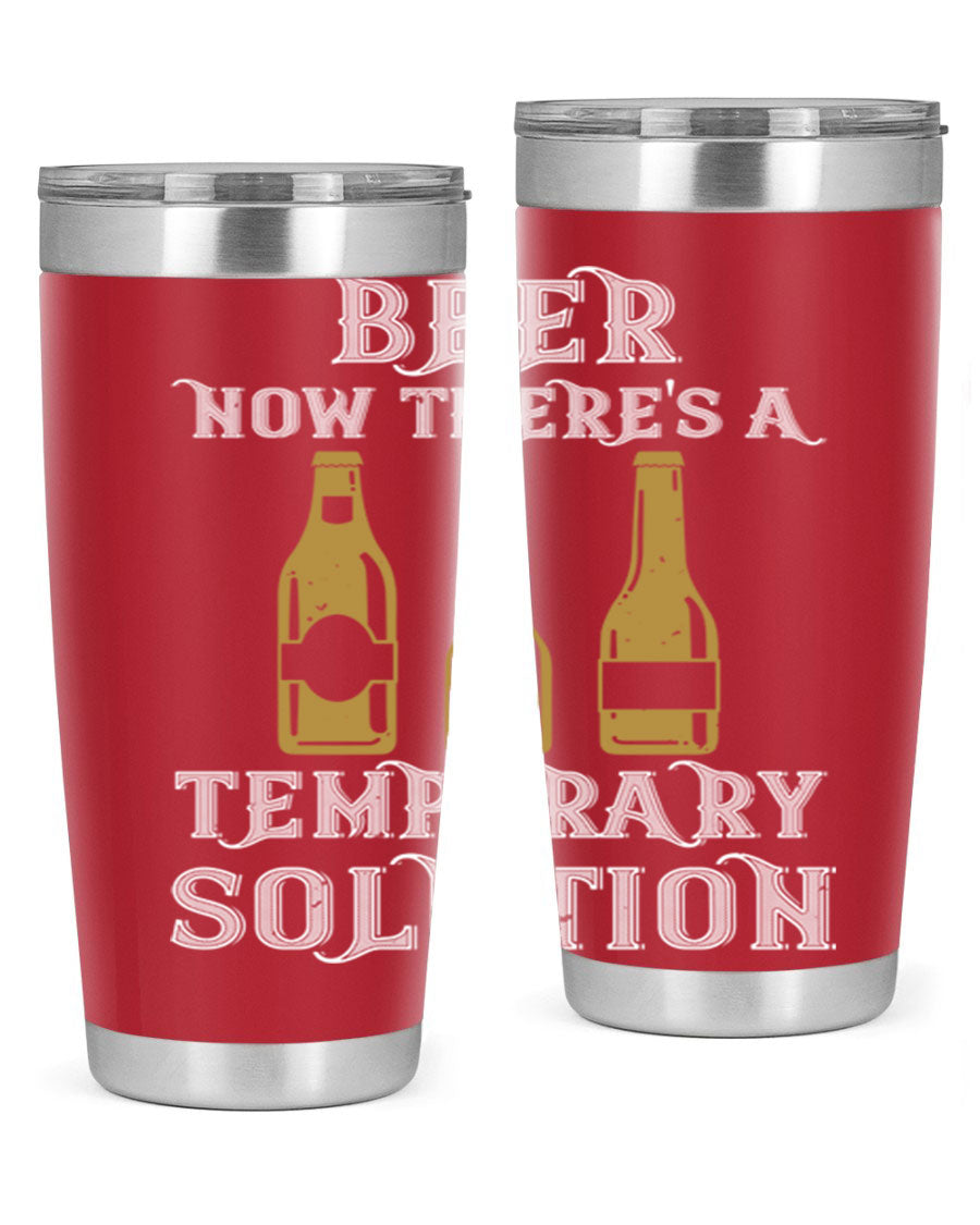 Beer Now Tumbler in stainless steel, showcasing its double wall vacuum design and drink-thru lid, perfect for keeping beverages hot or cold.