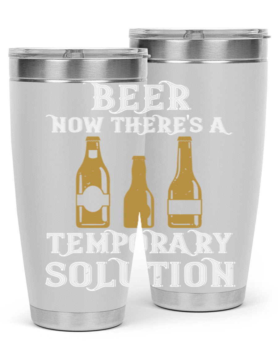 Beer Now Tumbler in stainless steel, showcasing its double wall vacuum design and drink-thru lid, perfect for keeping beverages hot or cold.