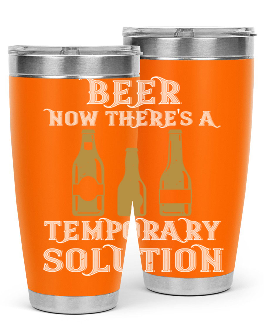 Beer Now Tumbler in stainless steel, showcasing its double wall vacuum design and drink-thru lid, perfect for keeping beverages hot or cold.