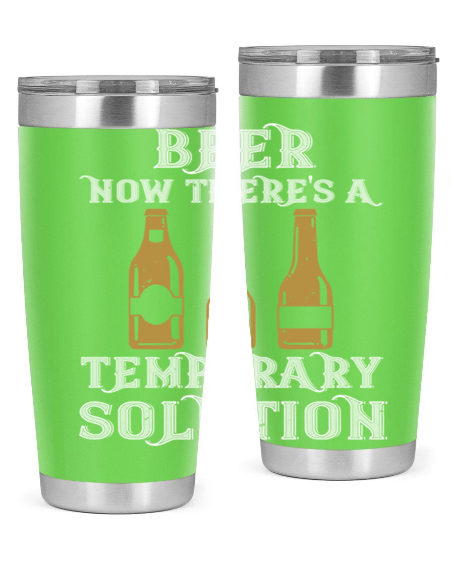 Beer Now Tumbler in stainless steel, showcasing its double wall vacuum design and drink-thru lid, perfect for keeping beverages hot or cold.