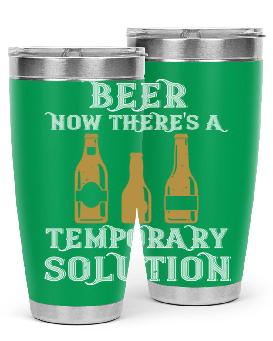 Beer Now Tumbler in stainless steel, showcasing its double wall vacuum design and drink-thru lid, perfect for keeping beverages hot or cold.