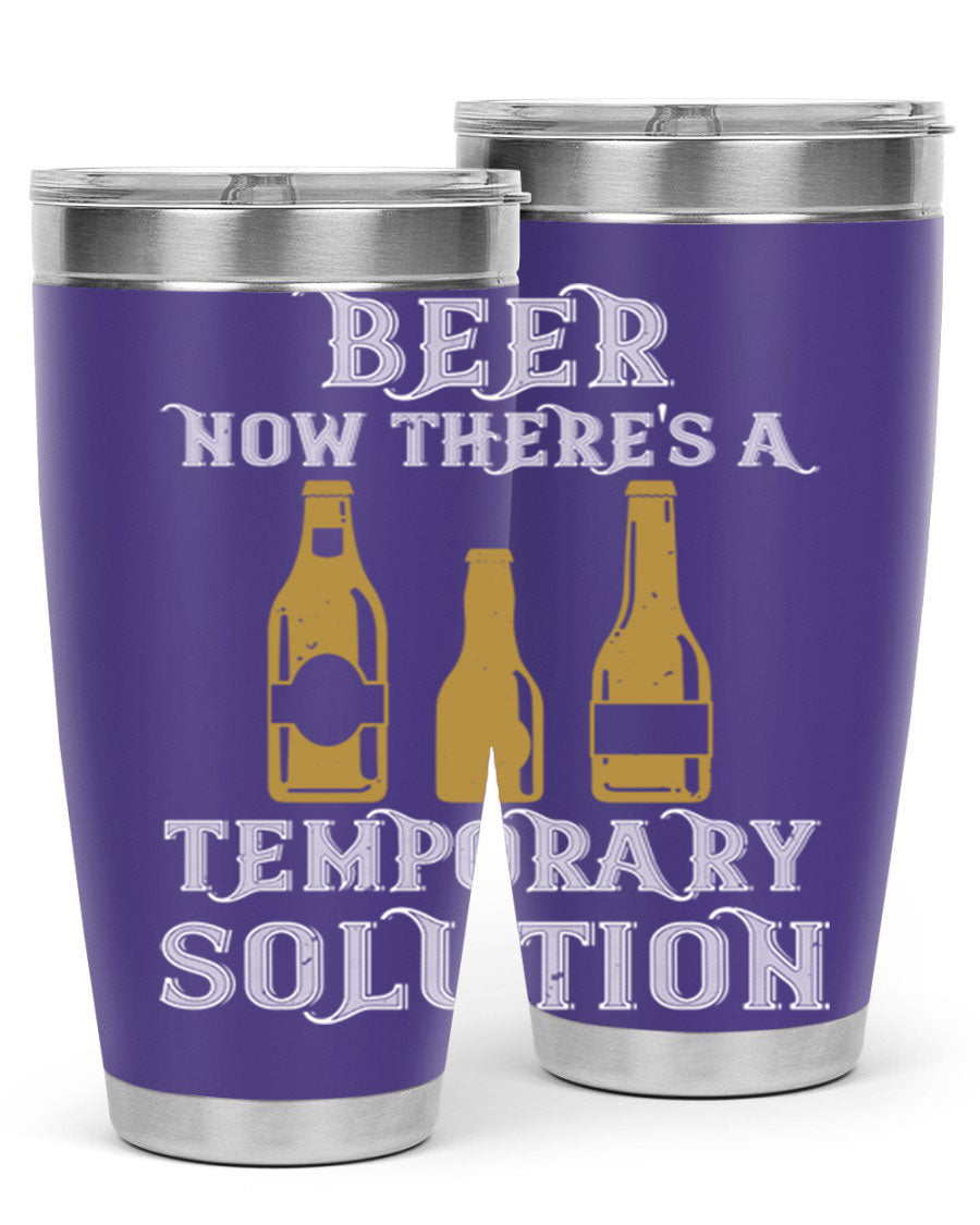 Beer Now Tumbler in stainless steel, showcasing its double wall vacuum design and drink-thru lid, perfect for keeping beverages hot or cold.