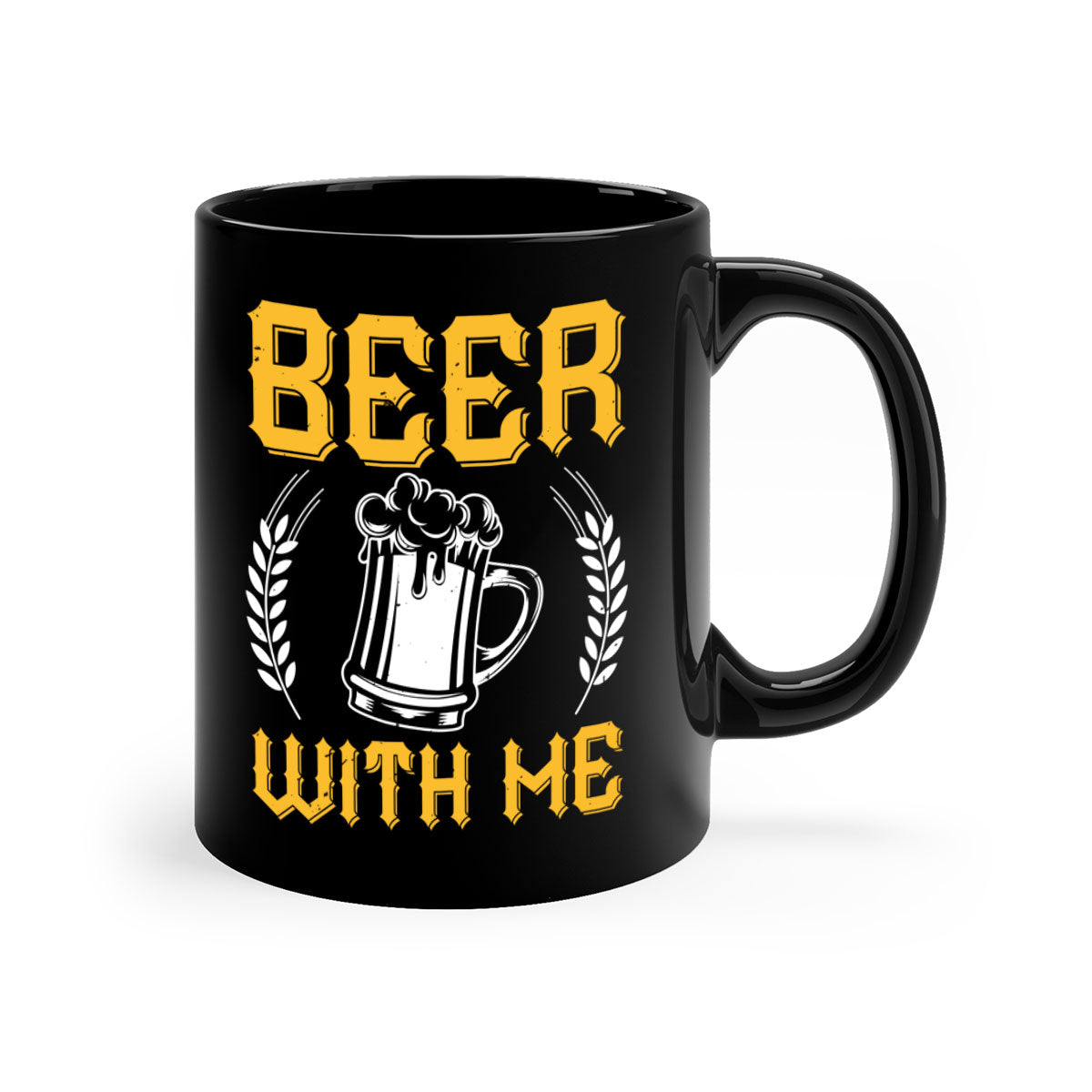 Beer With Me 103# Mug featuring a two-tone design with a colored handle and glossy finish, available in multiple colors.