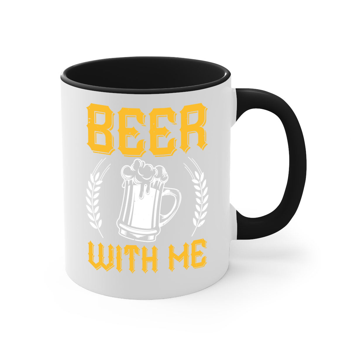 Beer With Me 103# Mug featuring a two-tone design with a colored handle and glossy finish, available in multiple colors.