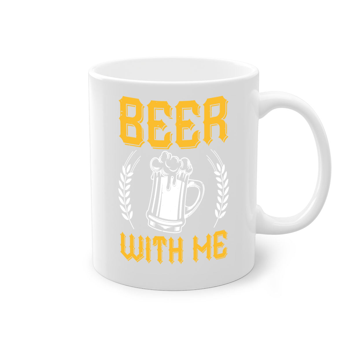 Beer With Me 103# Mug featuring a two-tone design with a colored handle and glossy finish, available in multiple colors.