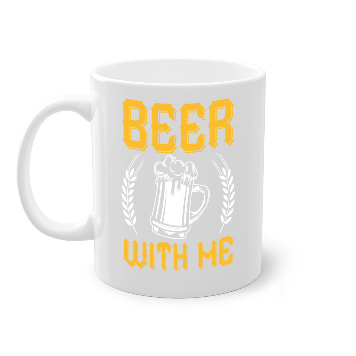 Beer With Me 103# Mug featuring a two-tone design with a colored handle and glossy finish, available in multiple colors.