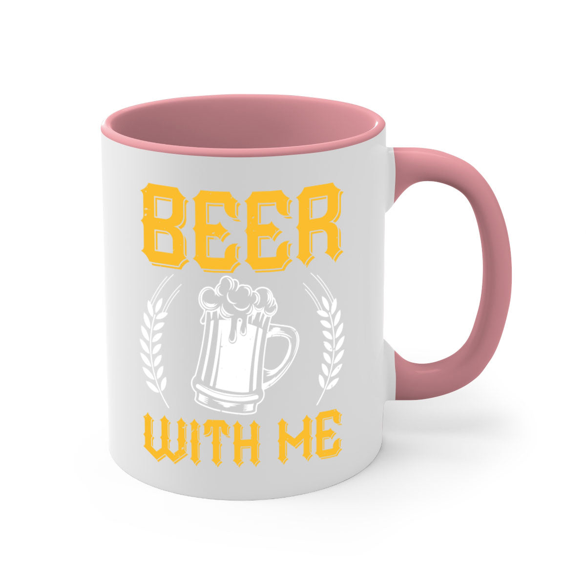 Beer With Me 103# Mug featuring a two-tone design with a colored handle and glossy finish, available in multiple colors.