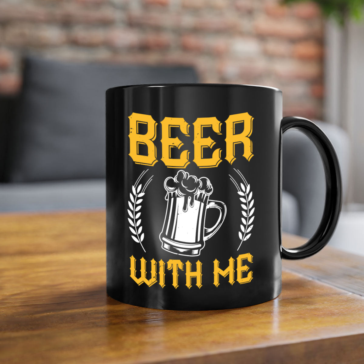 Beer With Me 103# Mug featuring a two-tone design with a colored handle and glossy finish, available in multiple colors.