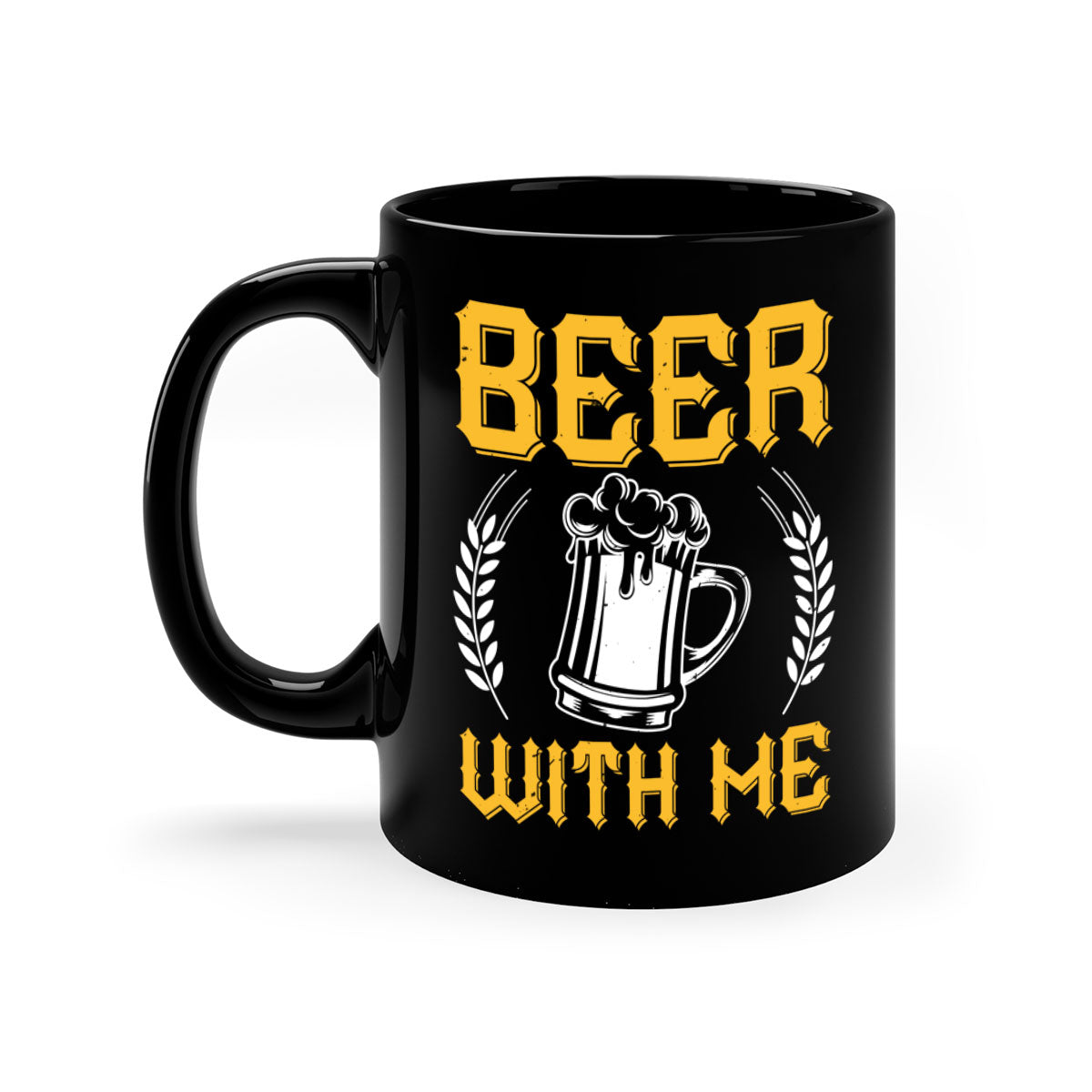 Beer With Me 103# Mug featuring a two-tone design with a colored handle and glossy finish, available in multiple colors.
