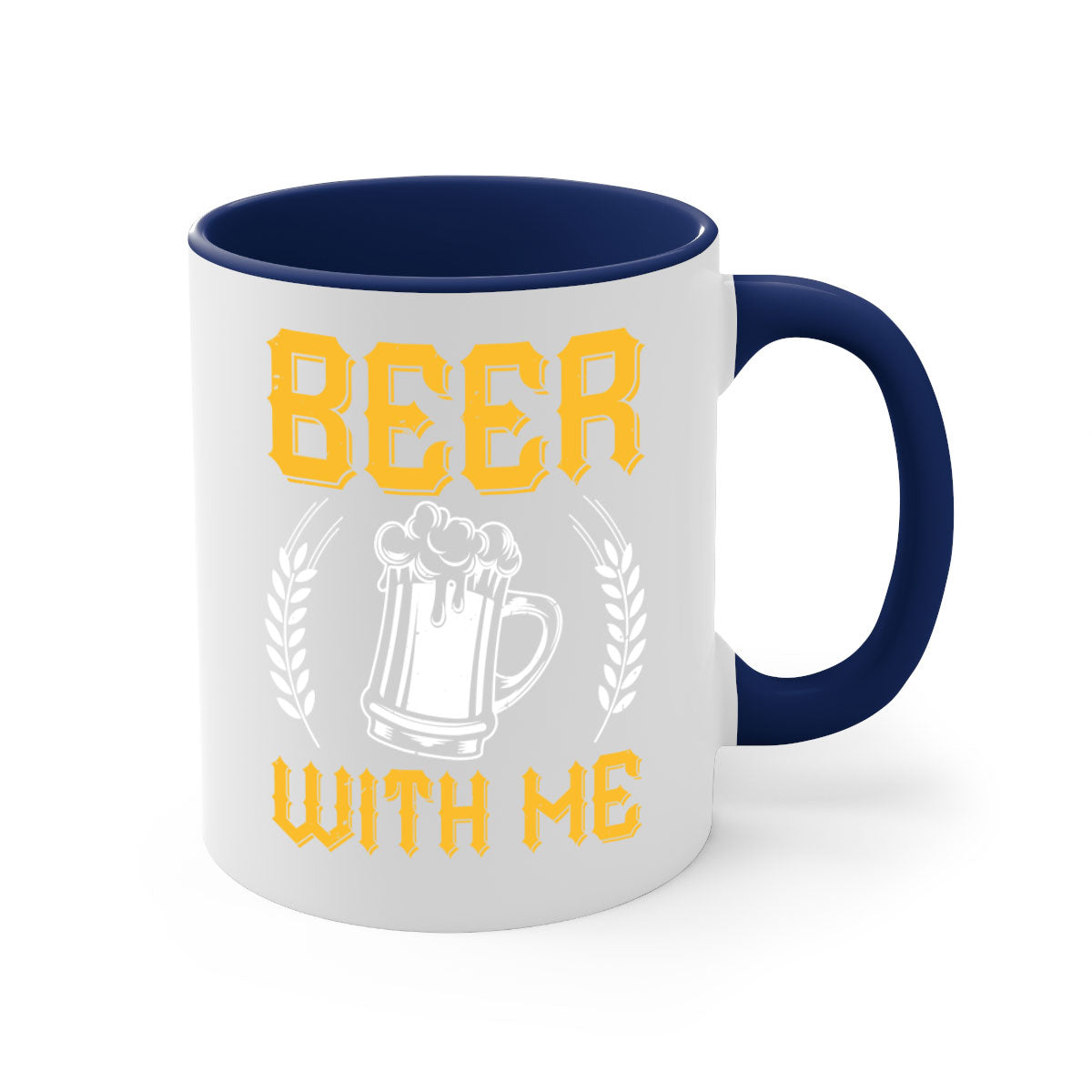 Beer With Me 103# Mug featuring a two-tone design with a colored handle and glossy finish, available in multiple colors.
