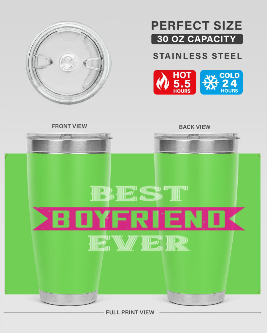 Best Boyfriend Ever 67# 20oz Tumbler in stainless steel with a stylish design, perfect for keeping drinks hot or cold.