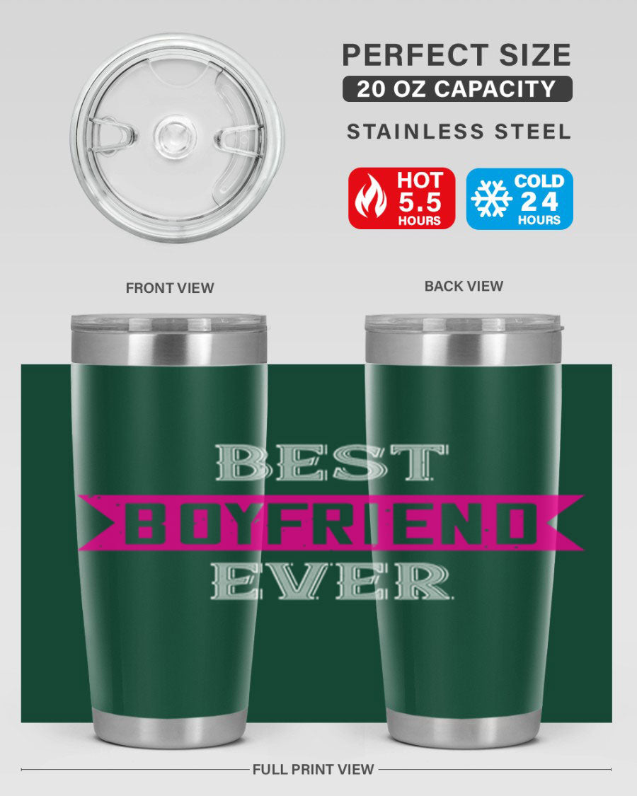Best Boyfriend Ever 67# 20oz Tumbler in stainless steel with a stylish design, perfect for keeping drinks hot or cold.